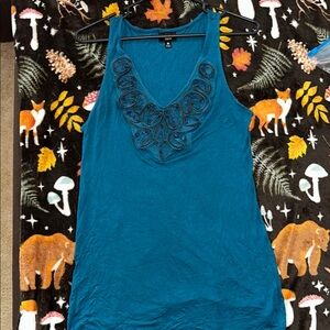 Mossimo Supply Co Blue Embellished Sleeveless Tank Top
